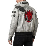 Cyberpunk 2077 Distressed White Leather Jacket