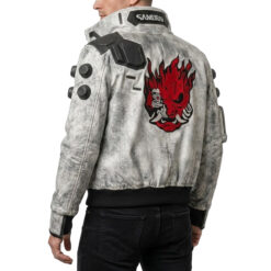 Cyberpunk 2077 Distressed White Leather Jacket