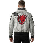 Cyberpunk 2077 Distressed White Leather Jacket
